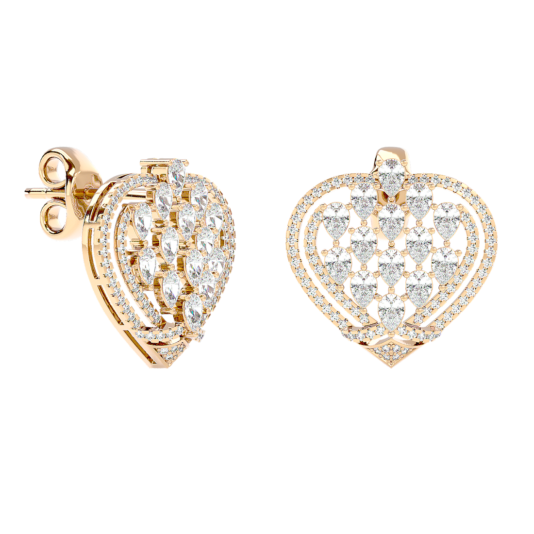 Heart Mosaic Diamond Earring