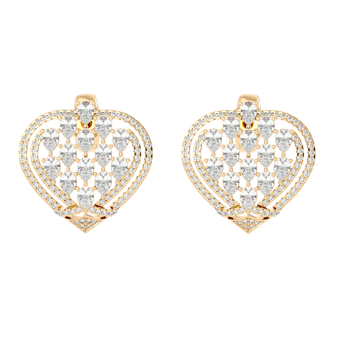 Heart Mosaic Diamond Earring